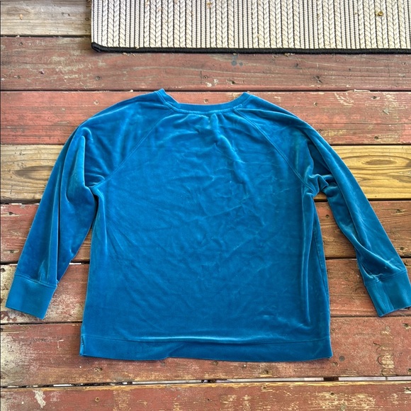 🌻FOR BUNDLES ONLY🌻 Time and Tru Blue Velvet Velour Pajama PJ Top - Picture 7 of 9